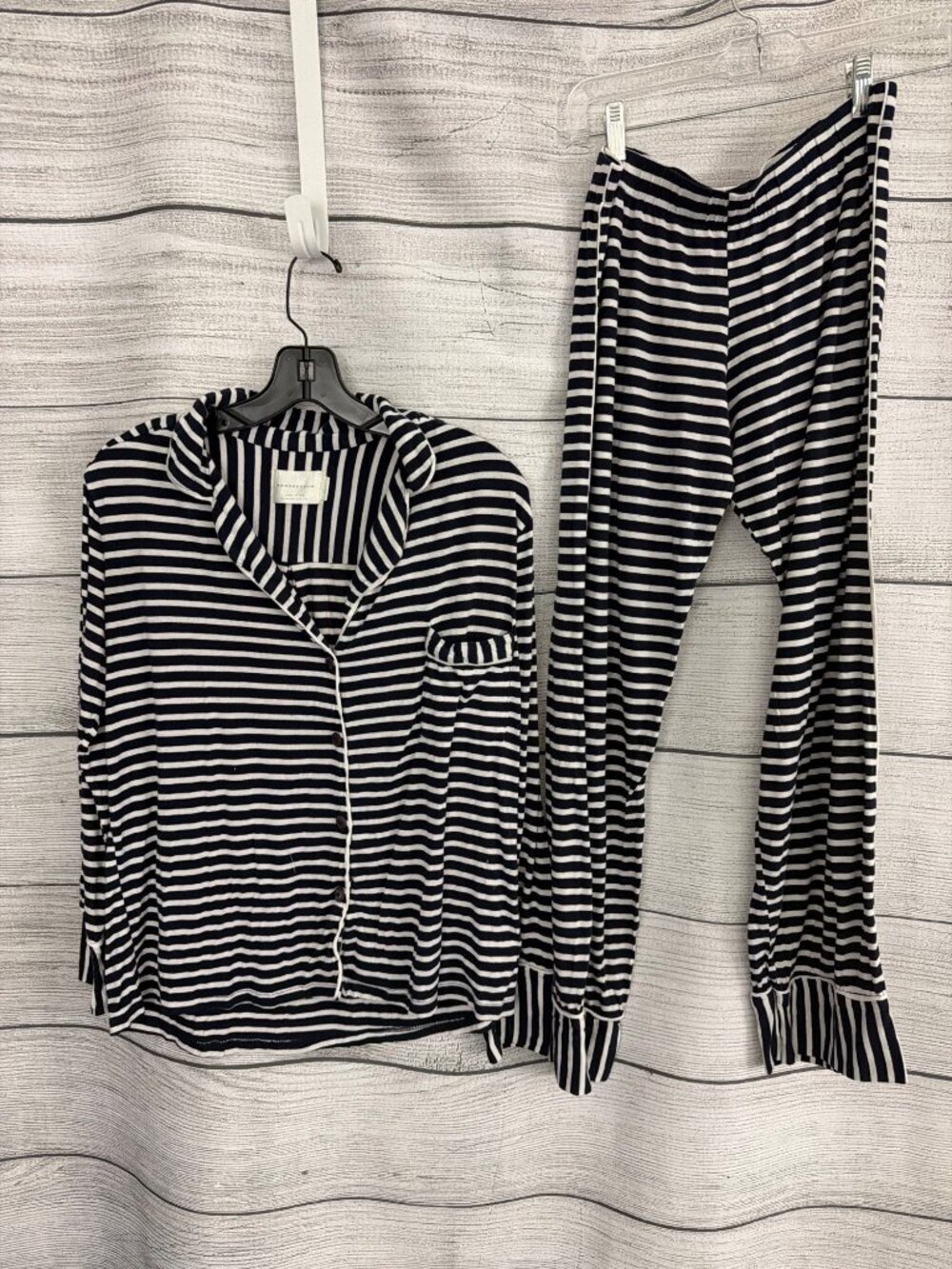 Maison Du Soir Striped Pajama Set Navy & White Size S